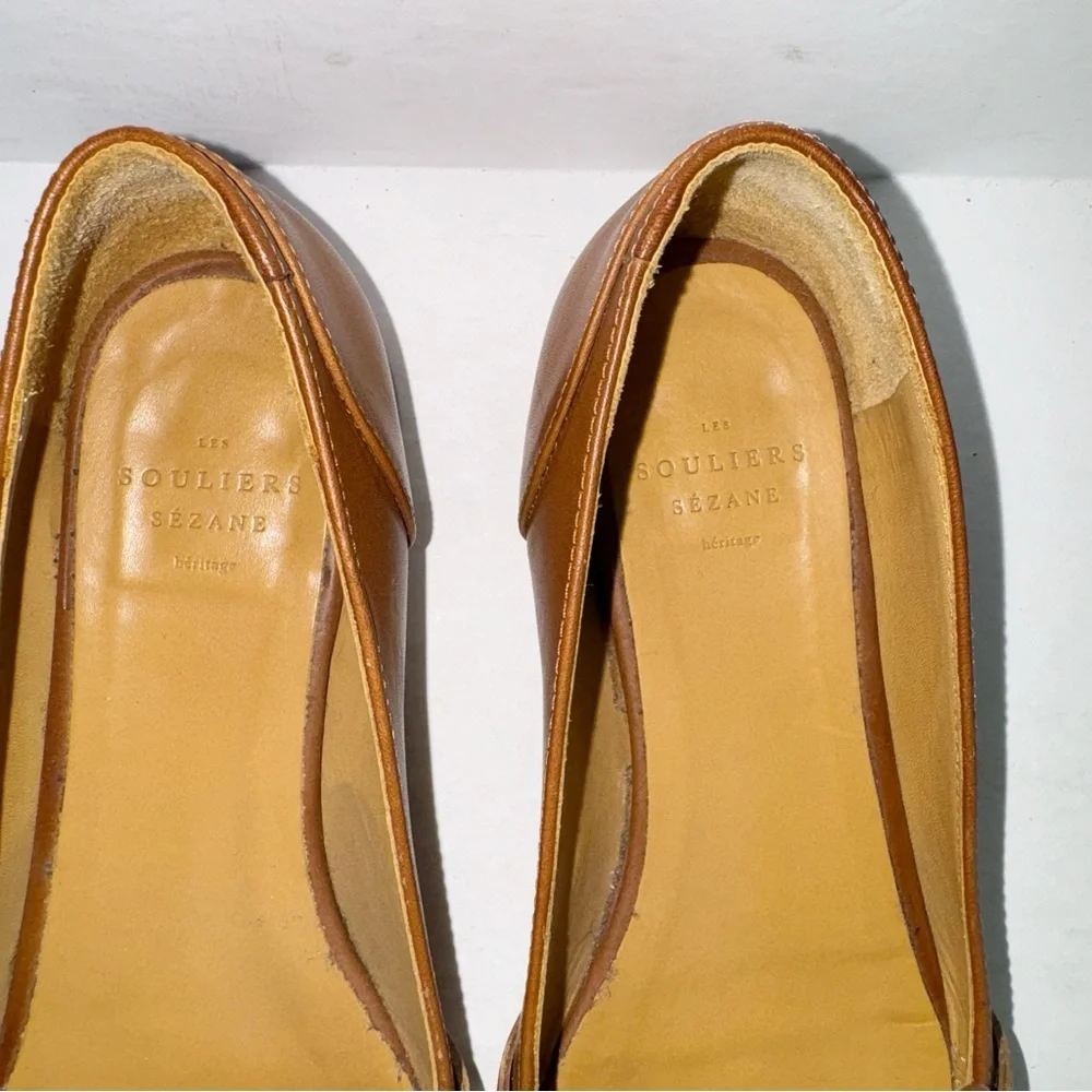 Sézane Shoes MICHEL LOAFERS Cognac Leather Minimalist Sz US6.5 - Picture 9 of 14